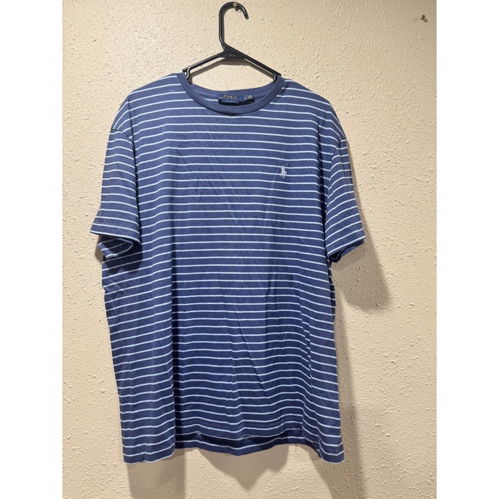 Polo Ralph Lauren Mens Classic Fit Striped T-Shirt Blue Large Short Sleeve Pony